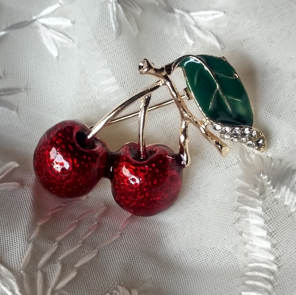 Vintage inspired cherry pin